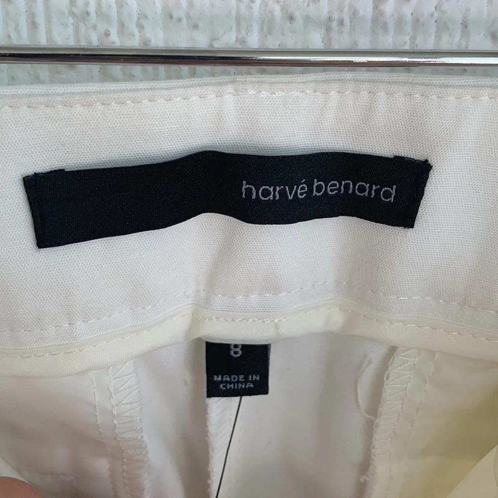 Harve Benard White Pleated High Rise Trouser Pants sz 8
